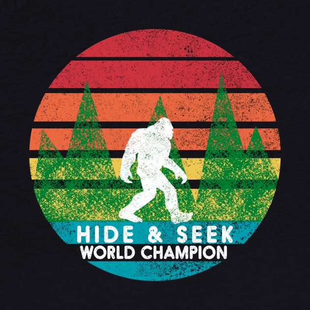 Vintage Retro Hide and Seek Champion Camping Bigfoot Tshirt by CMDesign